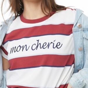 Mon cherie graphic-T red and white stripped